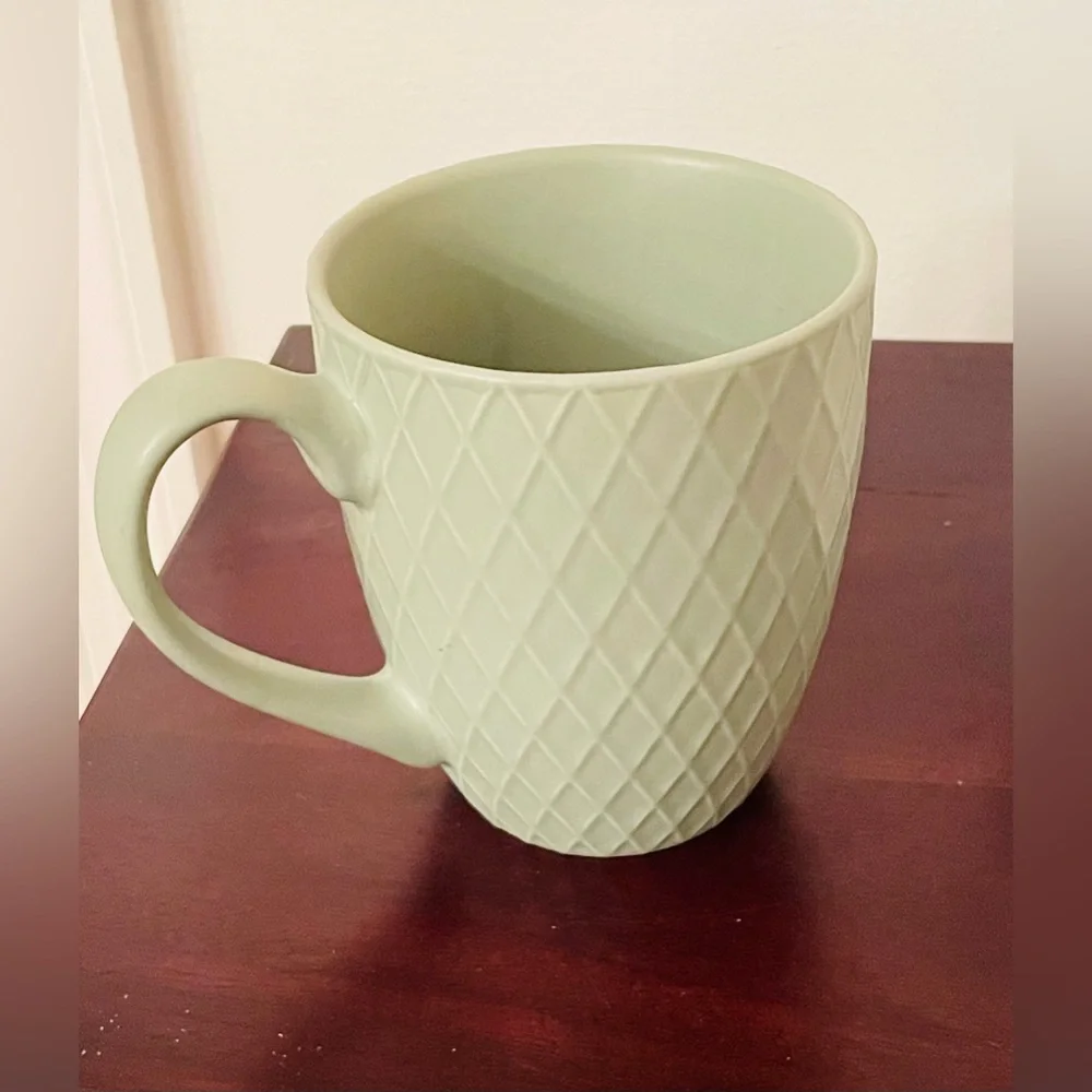 KIVY Minimalist Matte Ceramic Mug Set Of 3: Textured Diamond Pattern 14oz